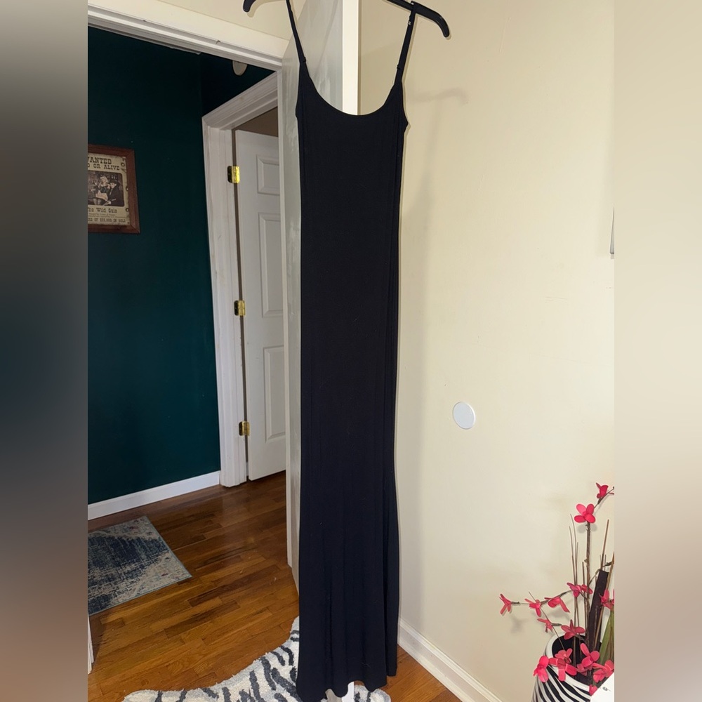 Skims Long Black Slip Dress